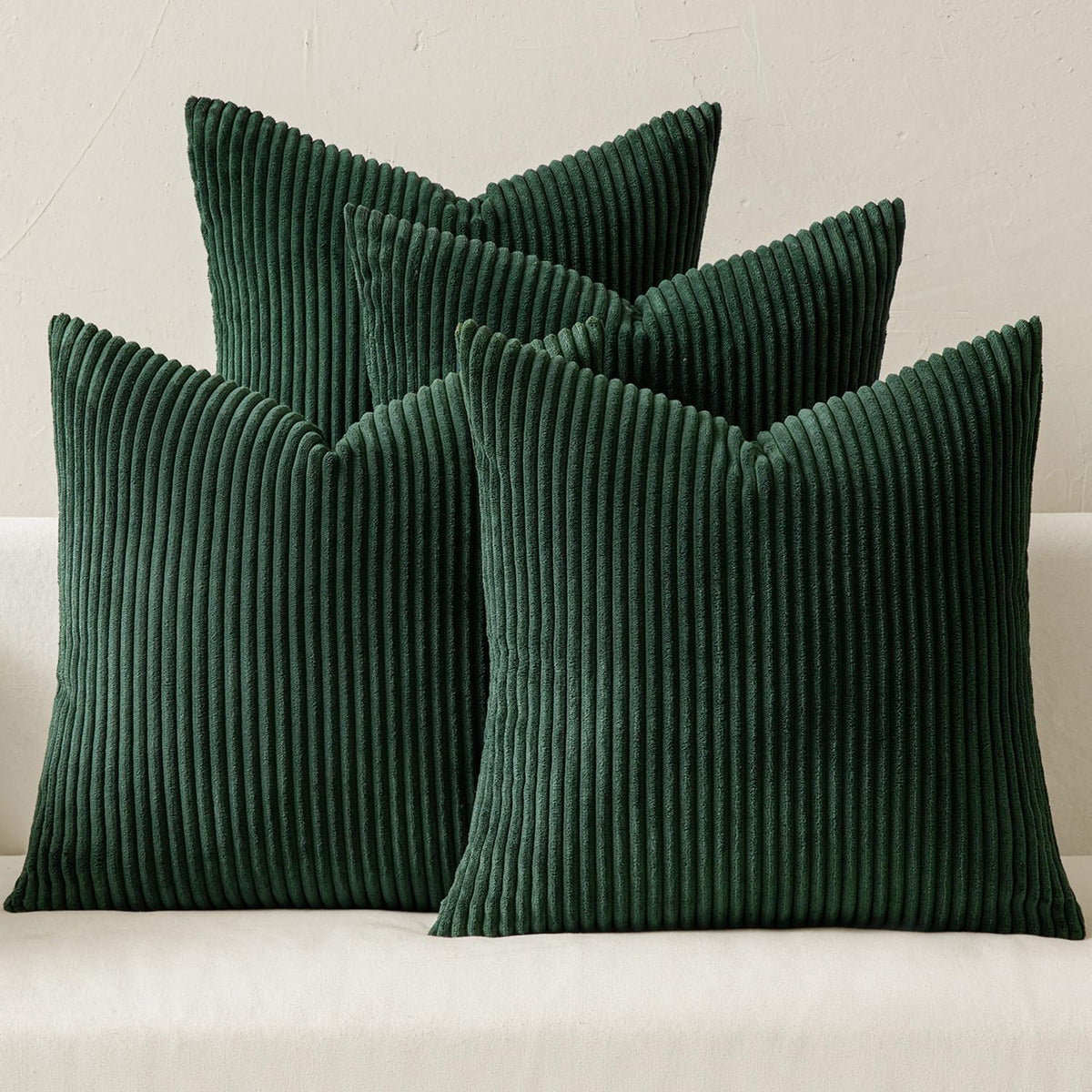 MIULEE Soft Corduroy Decorative Throw Pillow Covers Forest Green 18x18