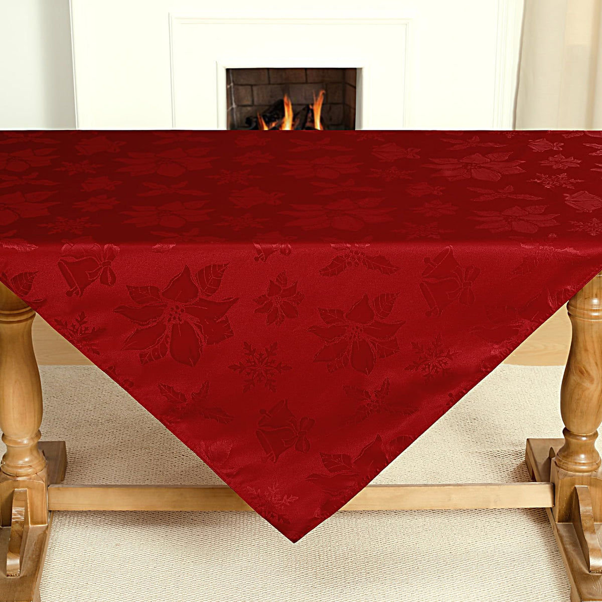 Softalker Fall Jacquard Rectangle Tablecloth, 60 x 84 Inch Burnt Orange