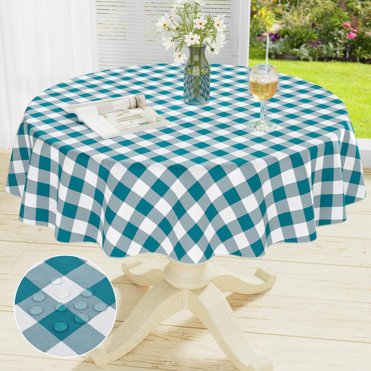 misaya Rectangular Waterproof Vinyl Table Cloth, Flannel Backed Tablecloth