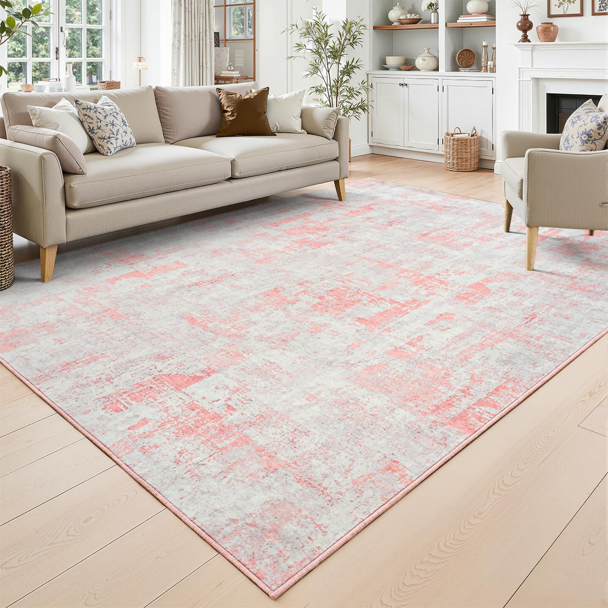 Toneed 4'x6' Washable Area Rugs for Bedroom Living Room, 48"x72" Grey