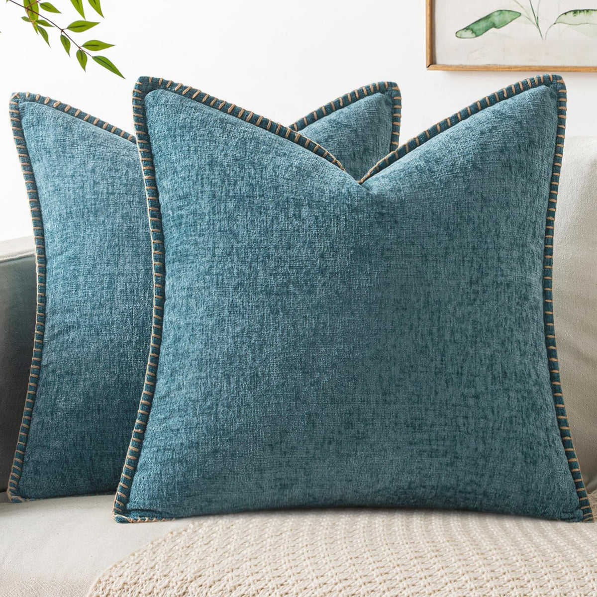 MIULEE Decorative Couch Throw Pillow Covers 18x18 Inch Sage Green 2 Pack