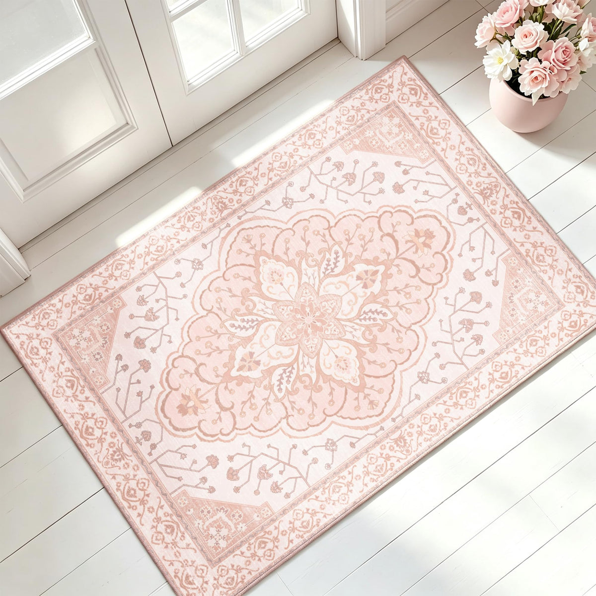 YARNSCAPE 2' x 3' Machine Washable Area Rug, Non-Slip Low-Pile Carpet