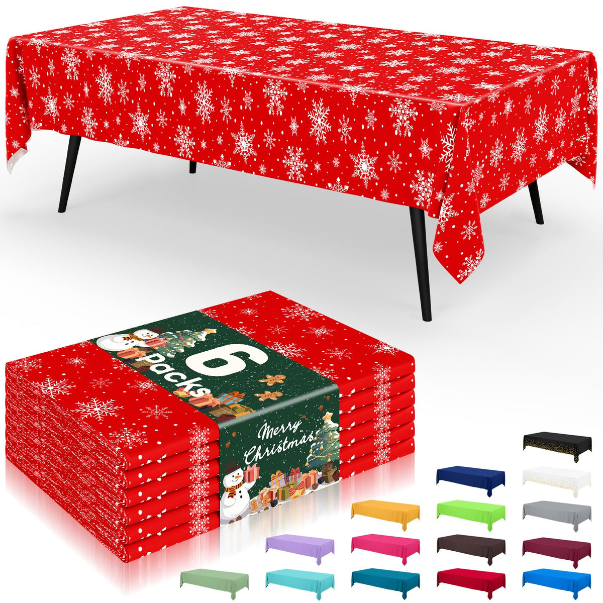 Smiry Disposable Table Cloth - 6 Pack, 54 x 108 Inch Waterproof Rectangle Tablecloths for Parties, Decorative Plastic Table Cover, Leakproof & Sturdy, White