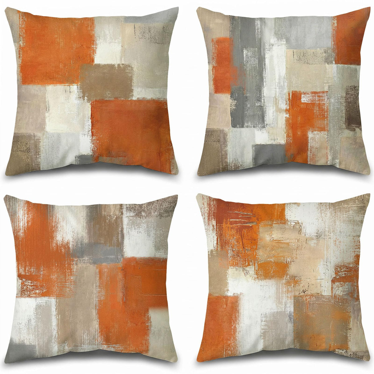 Set of 4 Blue and Grey Abstract Art Artwork Pillow Cover 18 x 18 Inch, Gallery Modern Decorative Throw Pillows Cushion Cover for Bedroom Sofa Living Room