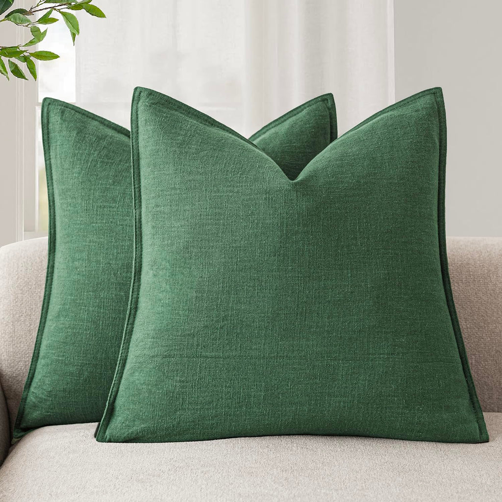 Foindtower Linen Solid Decorative Throw Pillow Covers 18x18 Natural Beige