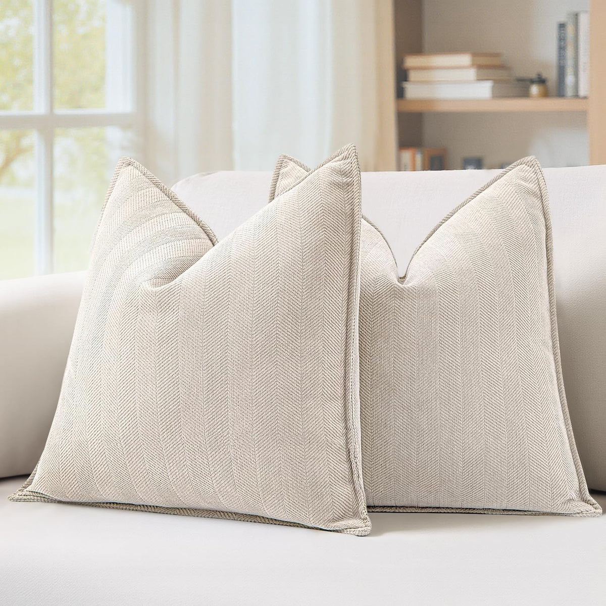 MIULEE Pack of 2 Sage Green Decorative Chenille Pillow Covers 20x20 Inch