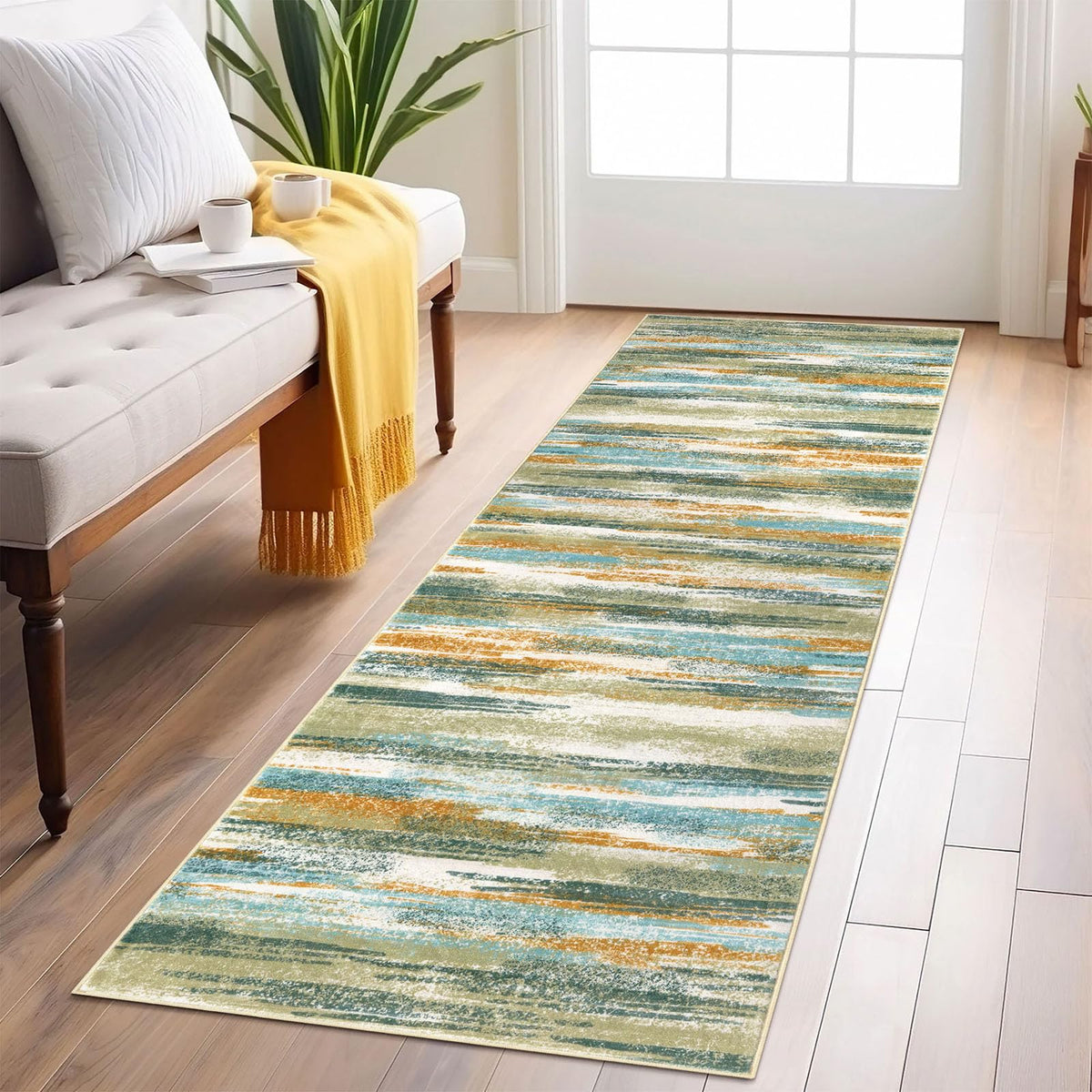 Lansny Abstract 2x3 Area Rug Small Washable Entryway Rug Non Slip Door Mat