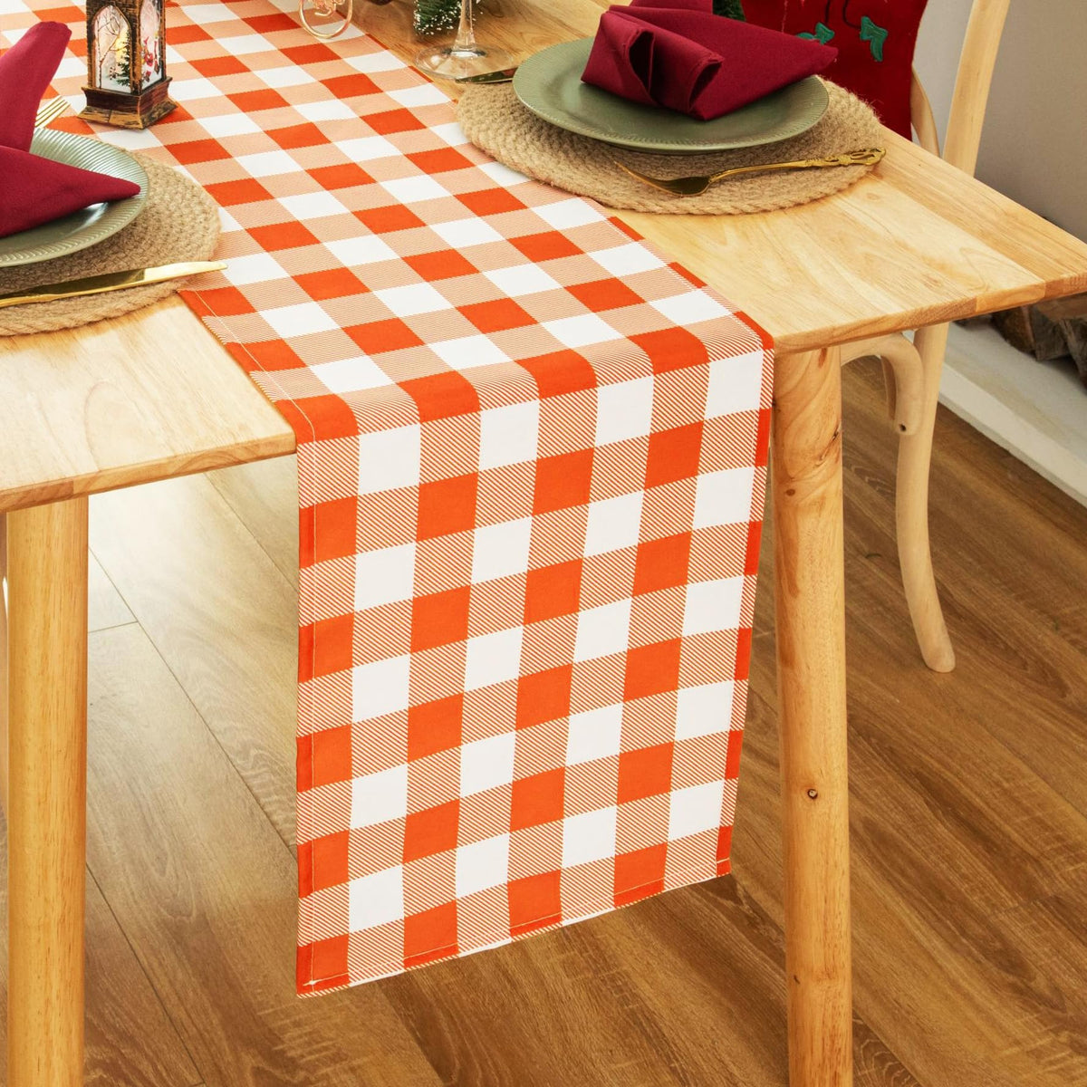 Waterproof Checkered Tablecloth Fabric - Rectangle 58x84 Inch Classic Gingham Buffalo Plaid Table Cloth for Indoor/Outdoor Use - Washable Table Cover for Kitchen, BBQs, and Parties