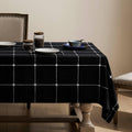 ZeeMart Grid Embroidered Rectangle Hemmed Tablecloths 60x120in, Blue