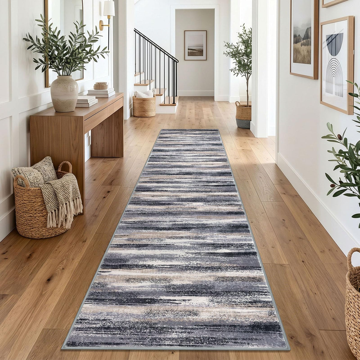 Lansny Abstract 2x3 Area Rug Small Washable Entryway Rug Non Slip Door Mat