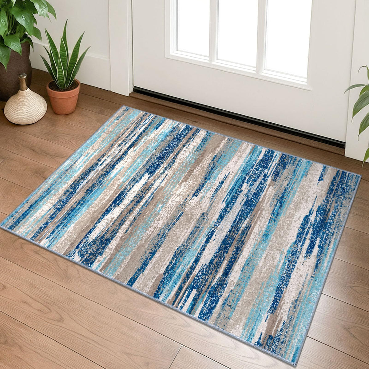 Lansny Abstract 2x3 Area Rug Small Washable Entryway Rug Non Slip Door Mat