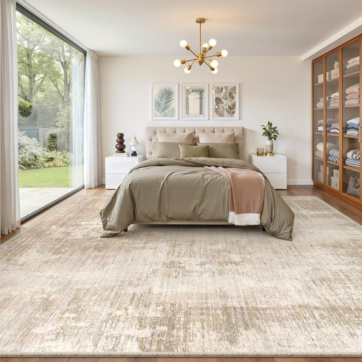 Valenrug Washable Rugs 5x7, Non Slip Large Area Rugs for Living Room, Beige