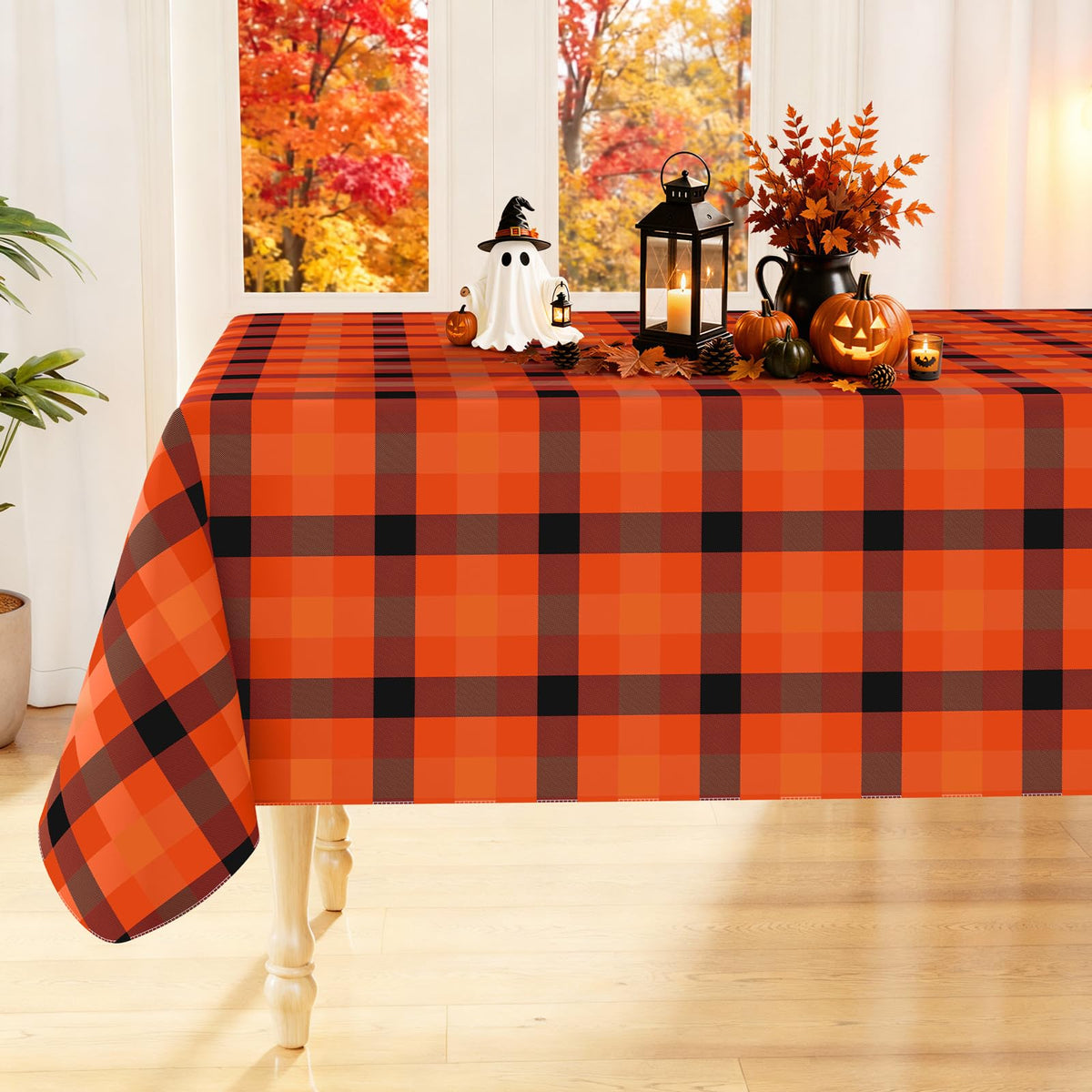 Smiry Picnic Table Cloth, Vinyl Tablecloths with Flannel Backing, 60"x84"