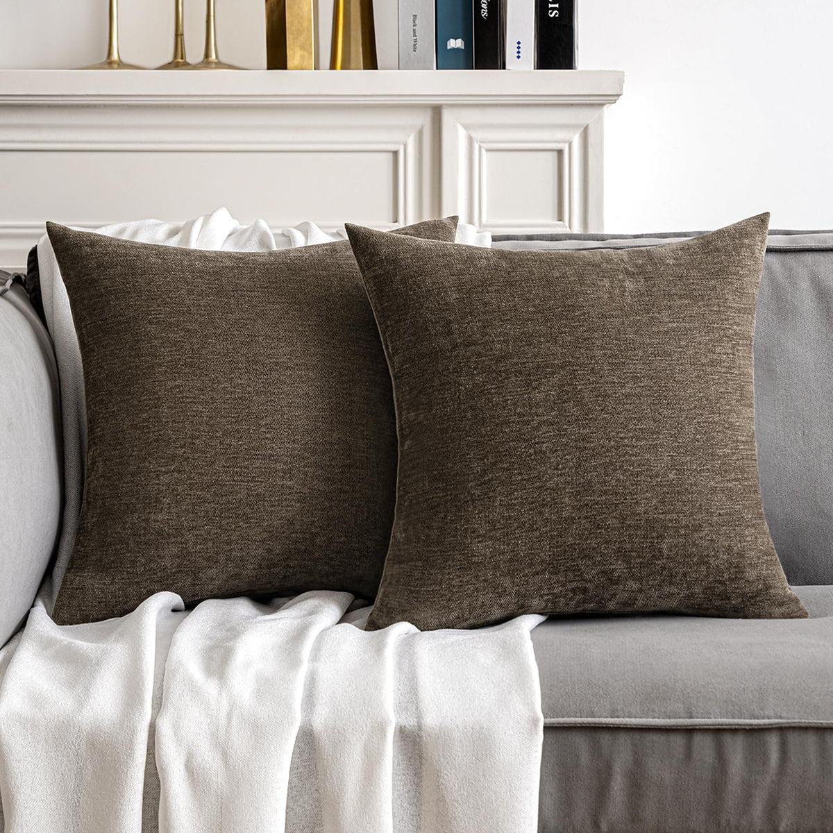 MIULEE Pack of 2 Beige Decorative Pillow Covers 18x18 Inch