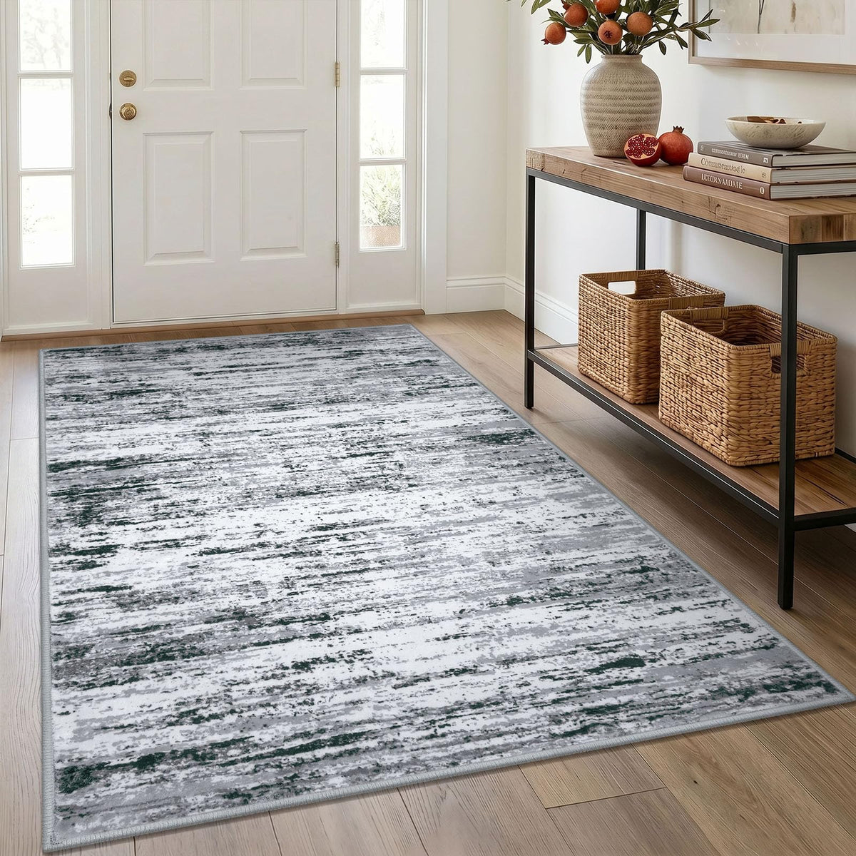 Lansny Abstract 2x3 Area Rug Small Washable Entryway Rug Non Slip Door Mat