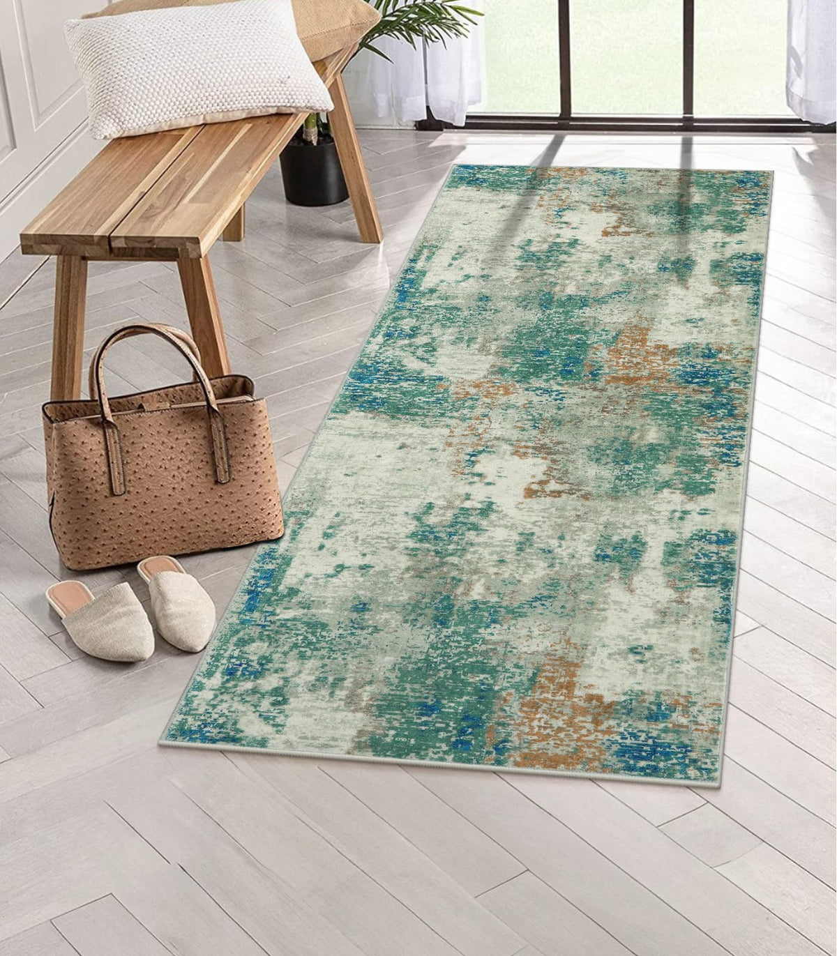 Lahome Modern Abstract Washable 5x7 Area Rugs for Living Room, Colorful Soft Bedroom Rug Low Pile Non Slip,Stain Resistance Dining Room Carpet for Nursery Office Entrance Home Office Decor