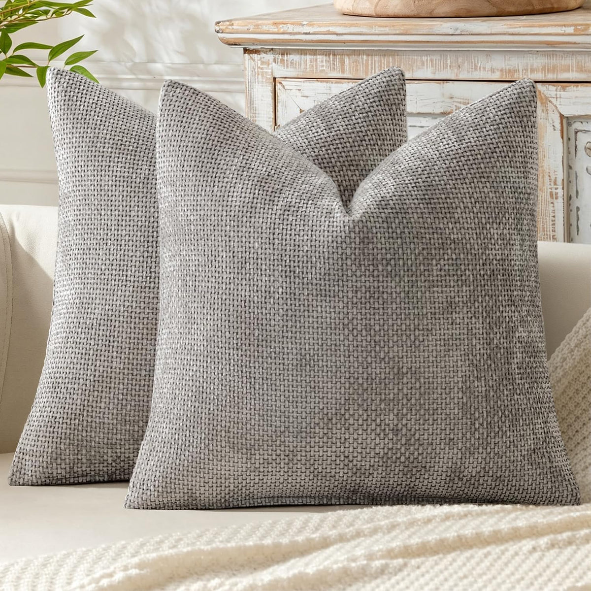 MIULEE Decorative Couch Throw Pillow Covers 18x18 Inch Coastal Blue 2 Pack