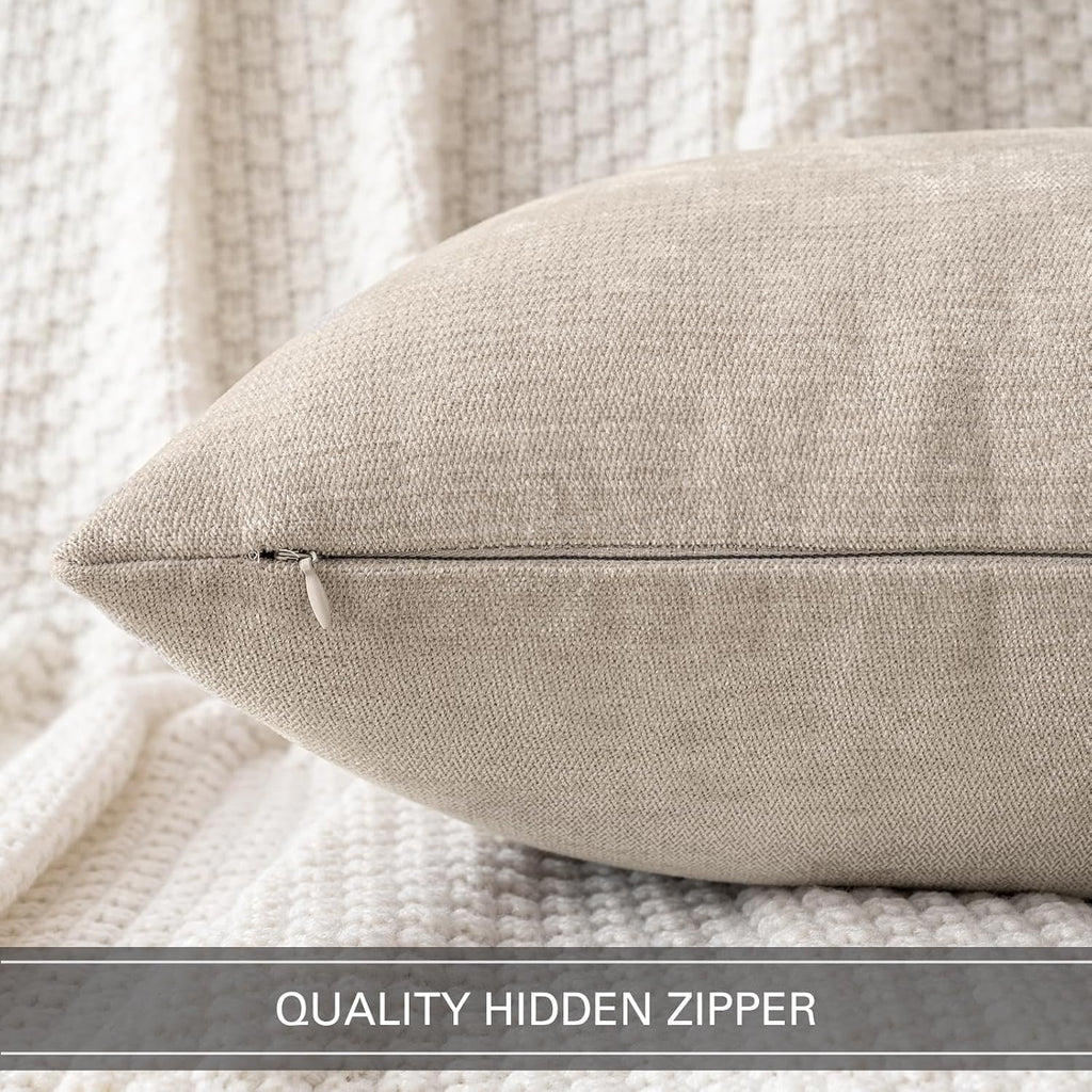 MIULEE Pack of 2 Beige Decorative Pillow Covers 18x18 Inch