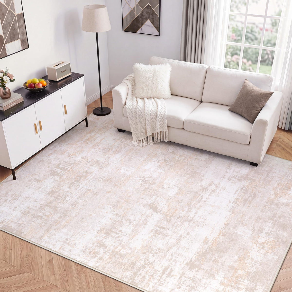 LIVELYGLOW 5x7 Washable Vintage Area Rug, Bedroom Dorm Rug