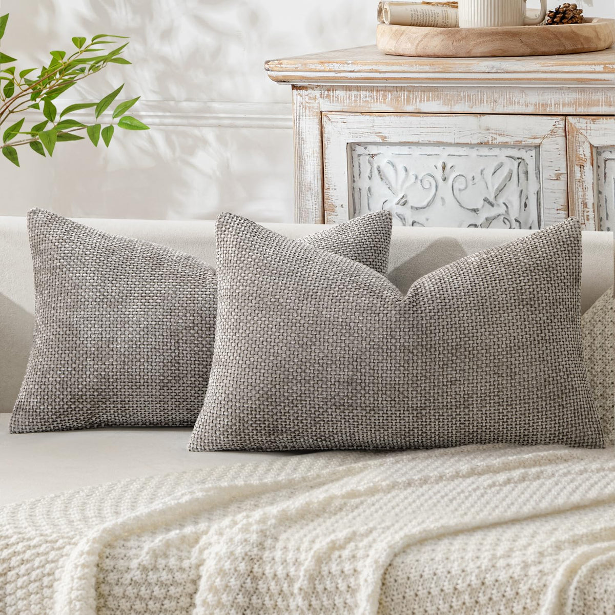 MIULEE Decorative Couch Throw Pillow Covers 18x18 Inch Coastal Blue 2 Pack