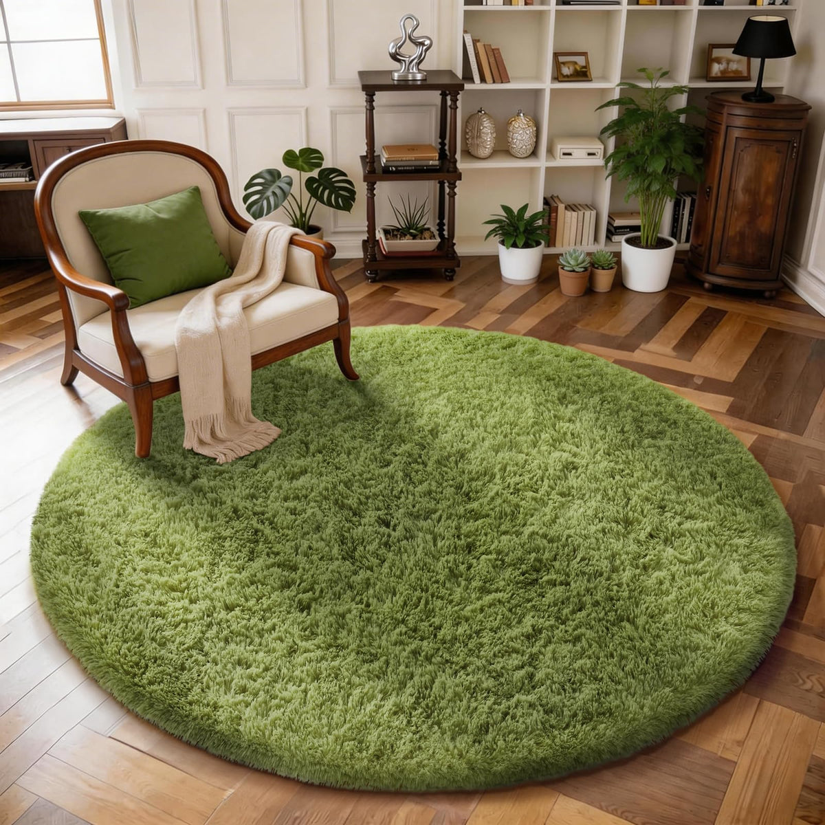 Ophanie Area Rugs for Bedroom, Christmas Upgrade Non-Slip Ivory Fluffy Soft Shag Living Room Carpet, Indoor Floor 4x6 Fuzzy Shaggy Plush Nursery Rug for Kids Dorm Decor with Over 99 pcs Pile fibers