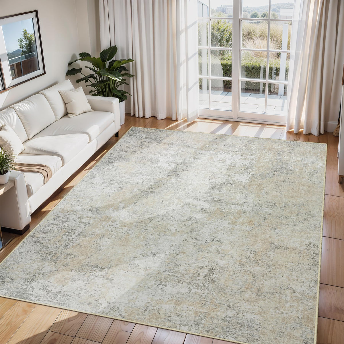 8x10 Area Rugs for Living Room Washable Bedroom Dining Room Blue Grey