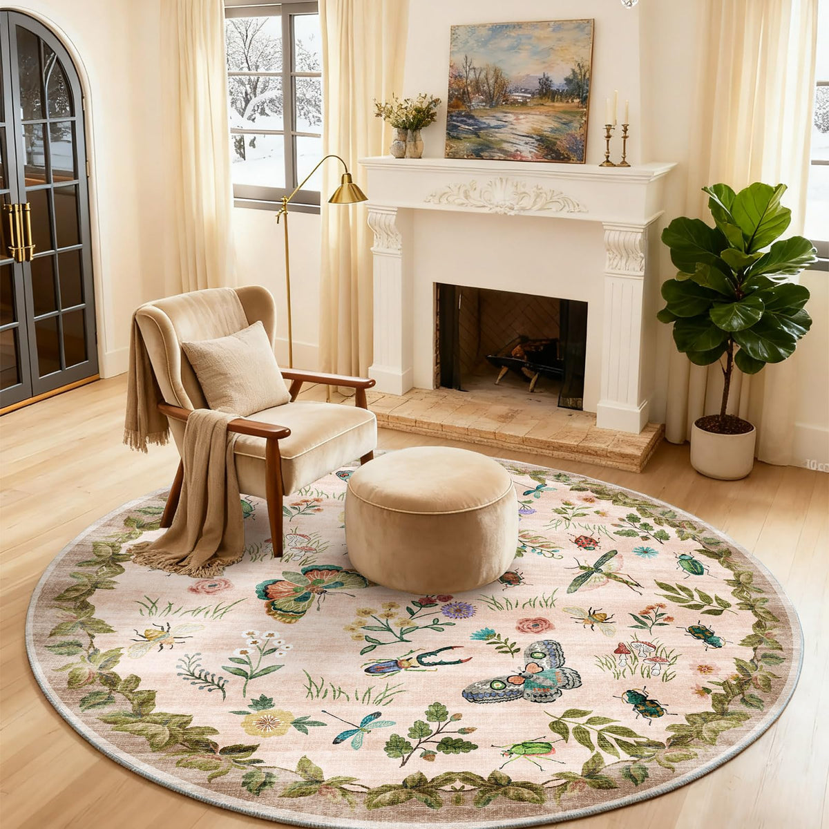 Washable Area Rugs for Living Room: 9x12 Area Rug for Bedroom Vintage Stain Resistant Non Slip Low Pile Lightweight Soft Carpet for Kitchen Dining Room Farmhouse Kids Room Nursery