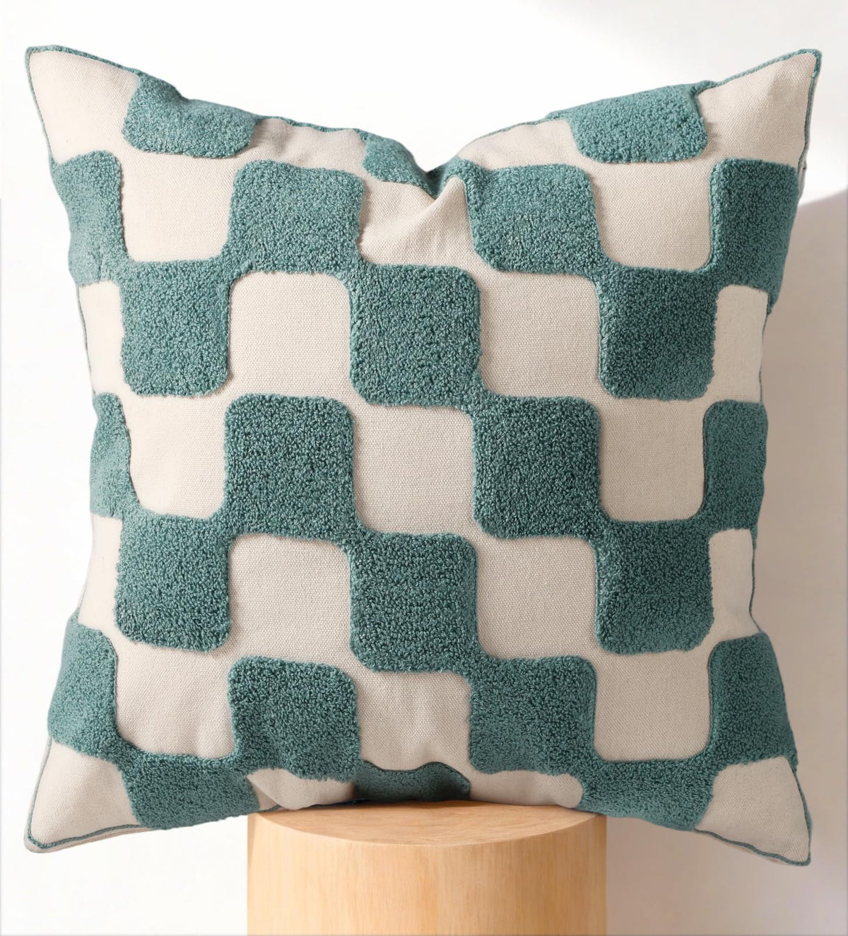 Embroidered Throw Pillow Cover 18x18 Inch, Colorful Plaid