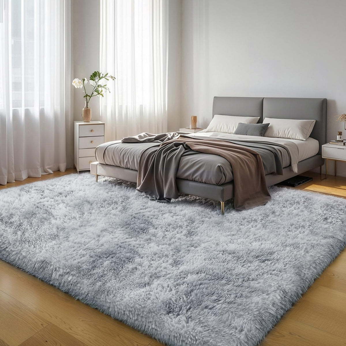 Pink Fluffy 4x6 Area Rugs for Bedroom Girls, Plush Washable Carpet