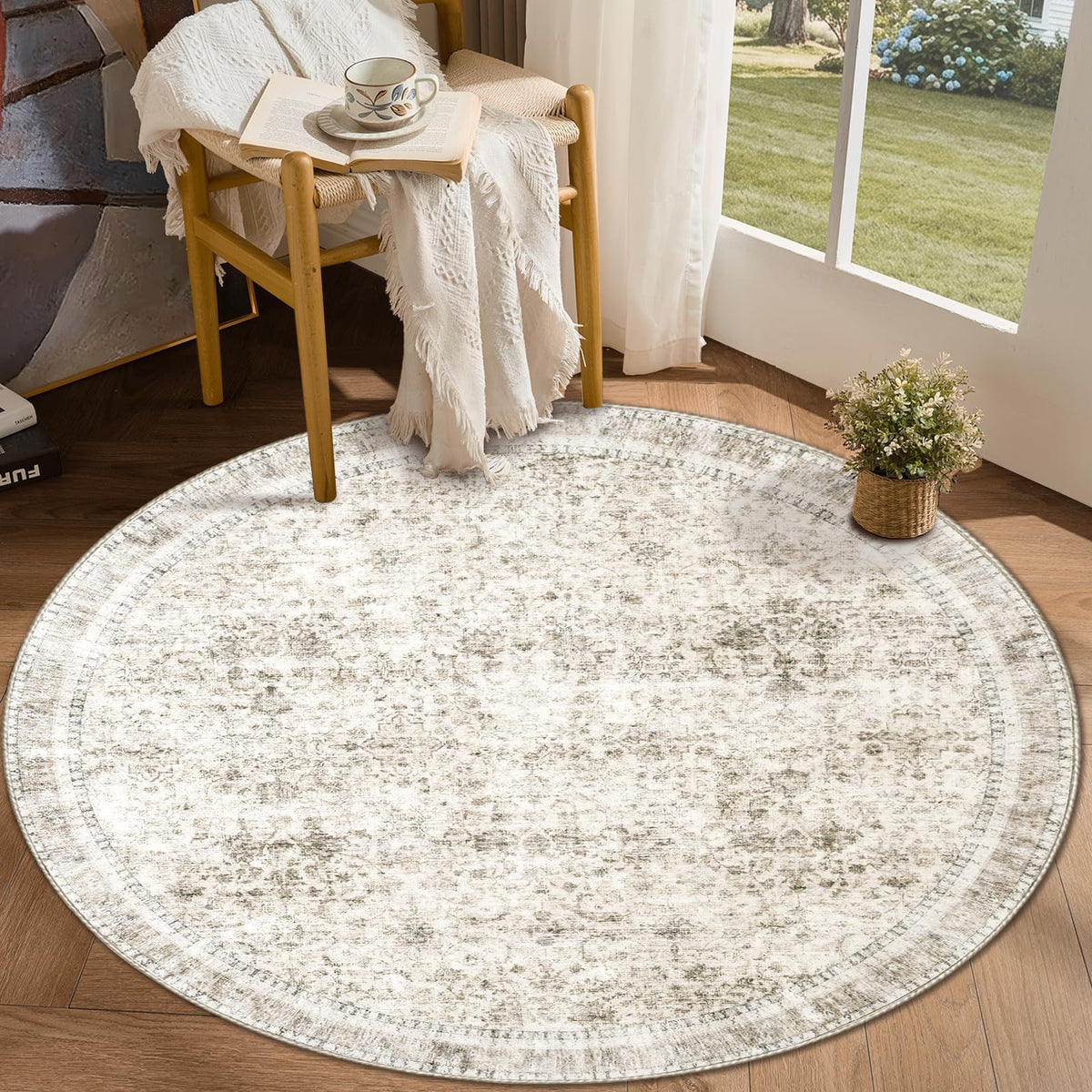 Sasttie 4x6 Area Rugs, Ultra-Soft Washable Rug for Living Room, Beige
