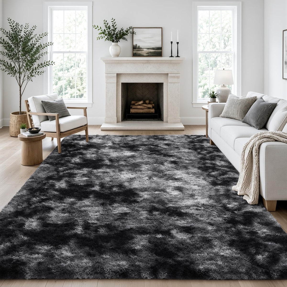Ophanie Area Rugs for Bedroom, Christmas Upgrade Non-Slip Ivory Fluffy Soft Shag Living Room Carpet, Indoor Floor 4x6 Fuzzy Shaggy Plush Nursery Rug for Kids Dorm Decor with Over 99 pcs Pile fibers