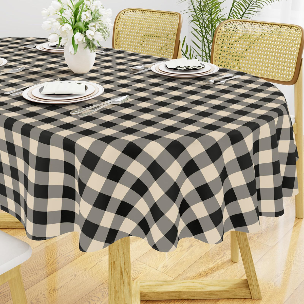 Smiry Picnic Table Cloth, Vinyl Tablecloths with Flannel Backing, 60"x84"