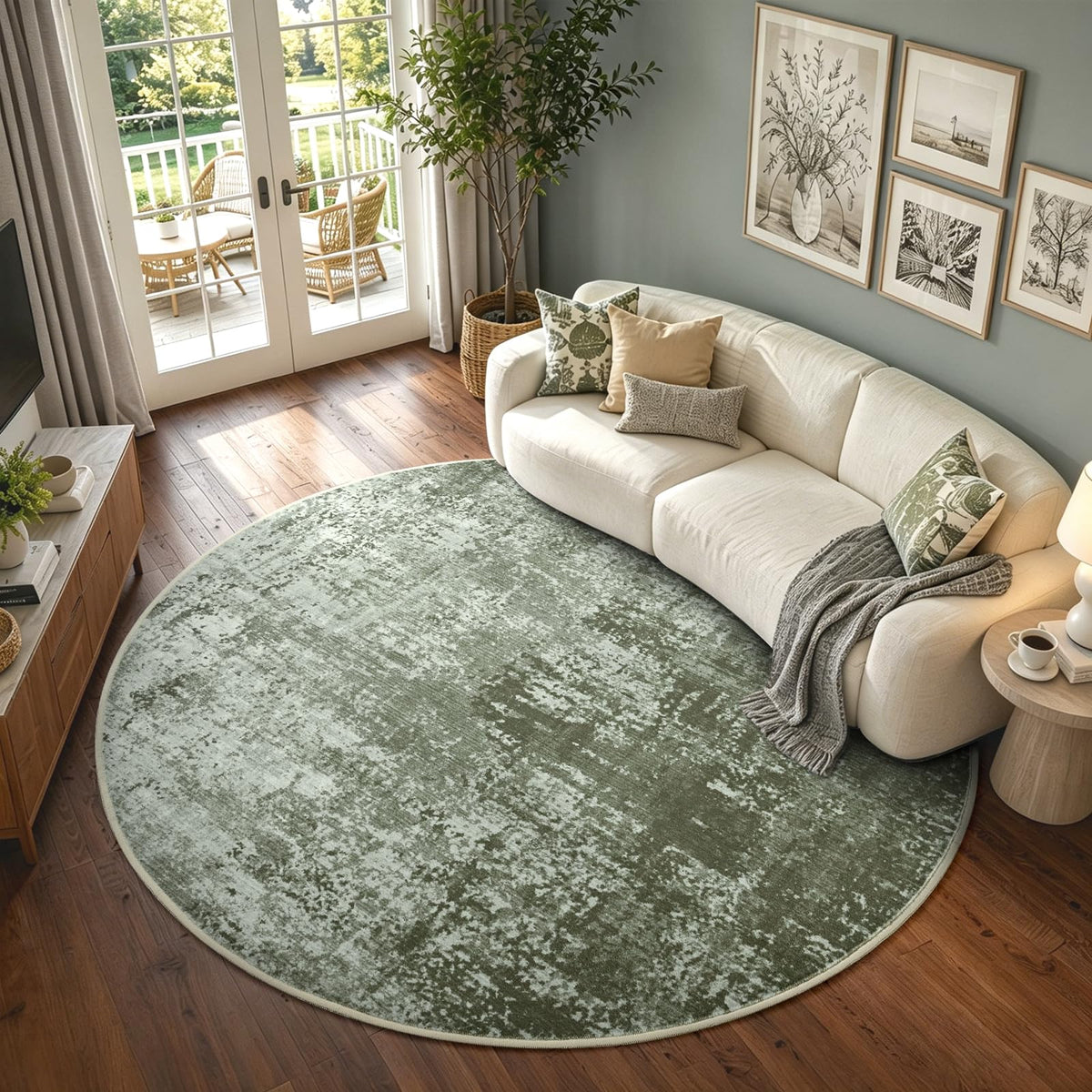 6x9 Ft Large Area Rugs for Living Room, Soft Non-Slip Washable Rugs Modern Abstract Pattern Carpet for Bedroom Indoor Floor Nursery Home Decor (Blue)
