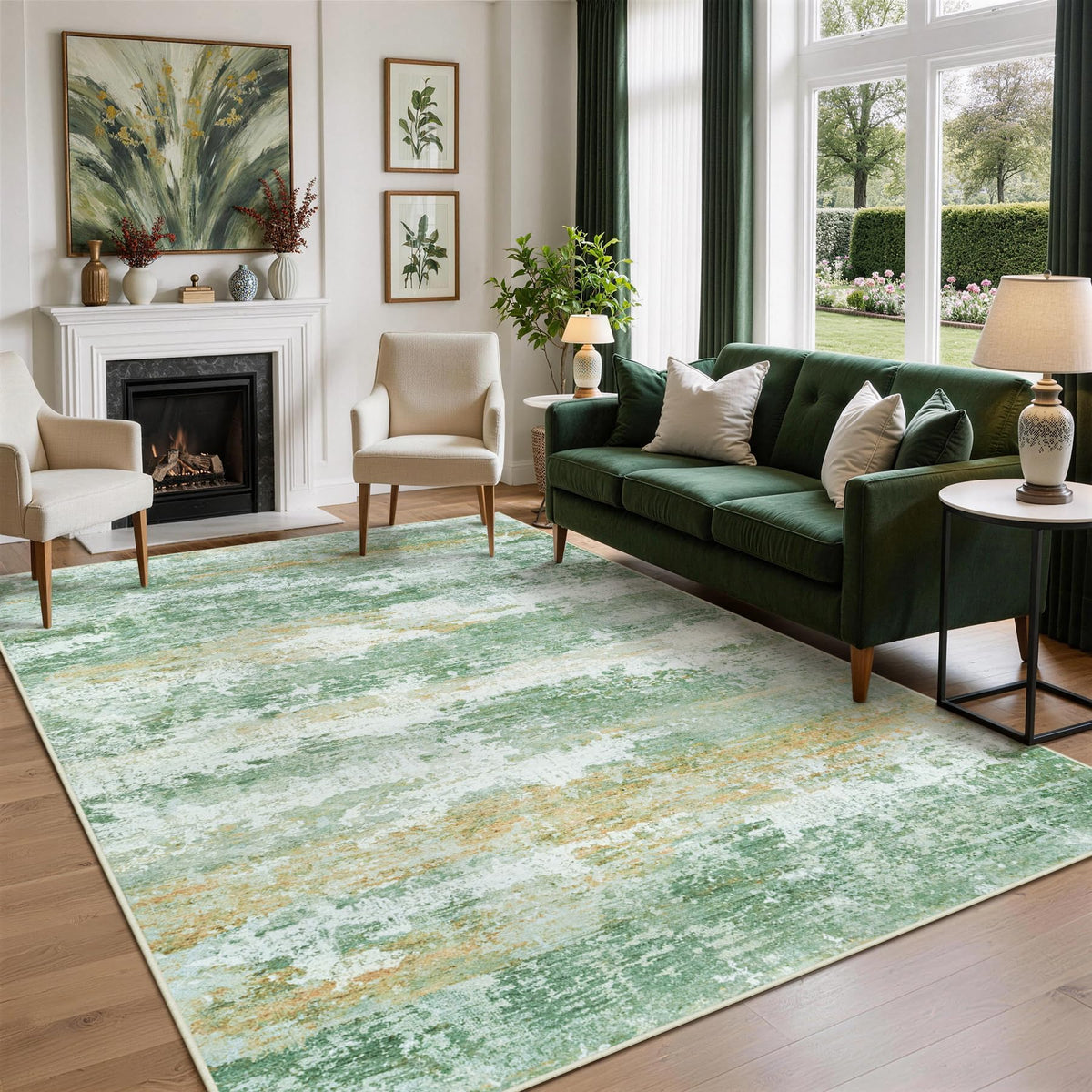 8x10 Area Rugs for Living Room Washable Bedroom Dining Room Blue Grey