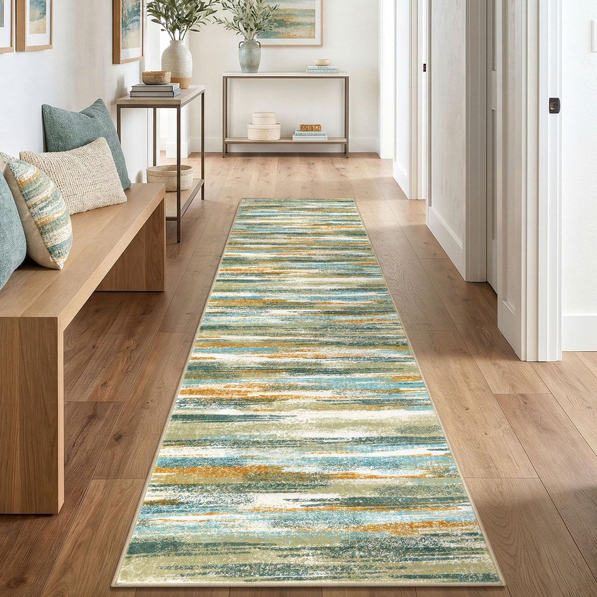 Lansny Abstract 2x3 Area Rug Small Washable Entryway Rug Non Slip Door Mat