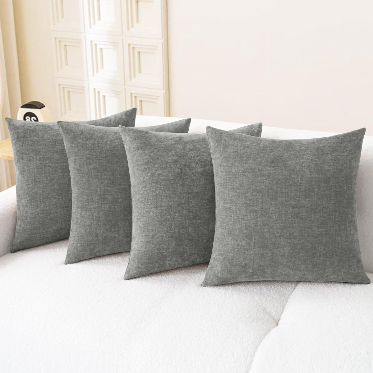 CaliTime Decorative Couch Throw Pillow Covers 18 X 18 Inches Medium Grey