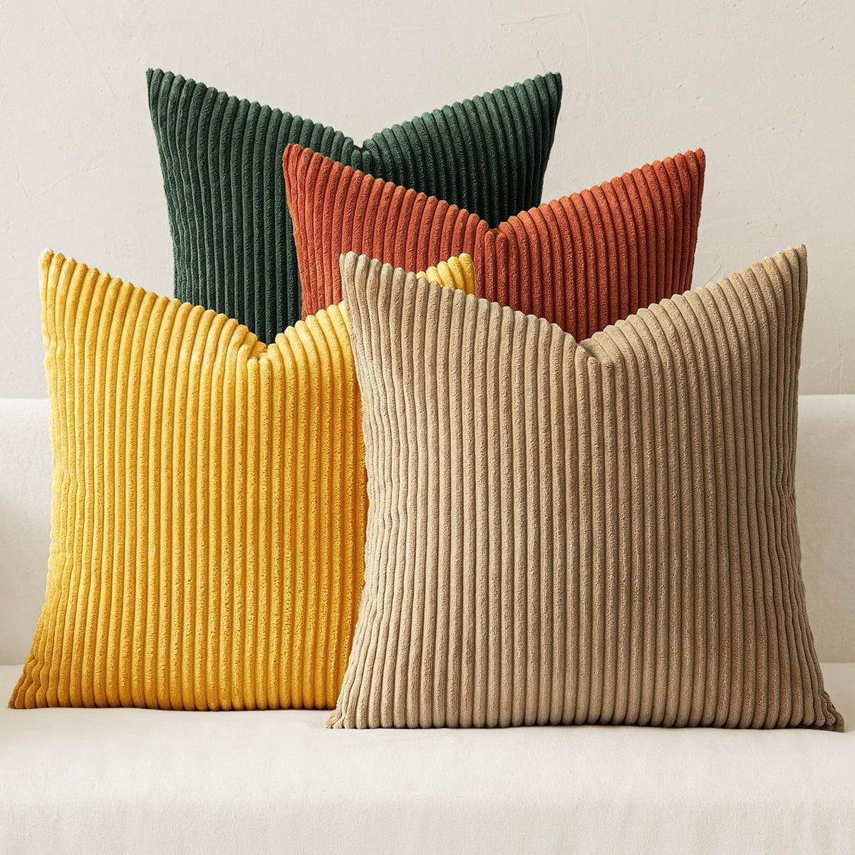 MIULEE Soft Corduroy Decorative Throw Pillow Covers Forest Green 18x18