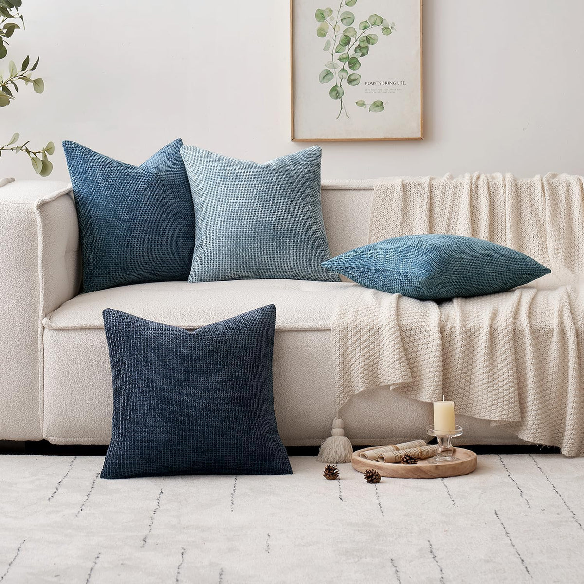 MIULEE Decorative Couch Throw Pillow Covers 18x18 Inch Coastal Blue 2 Pack