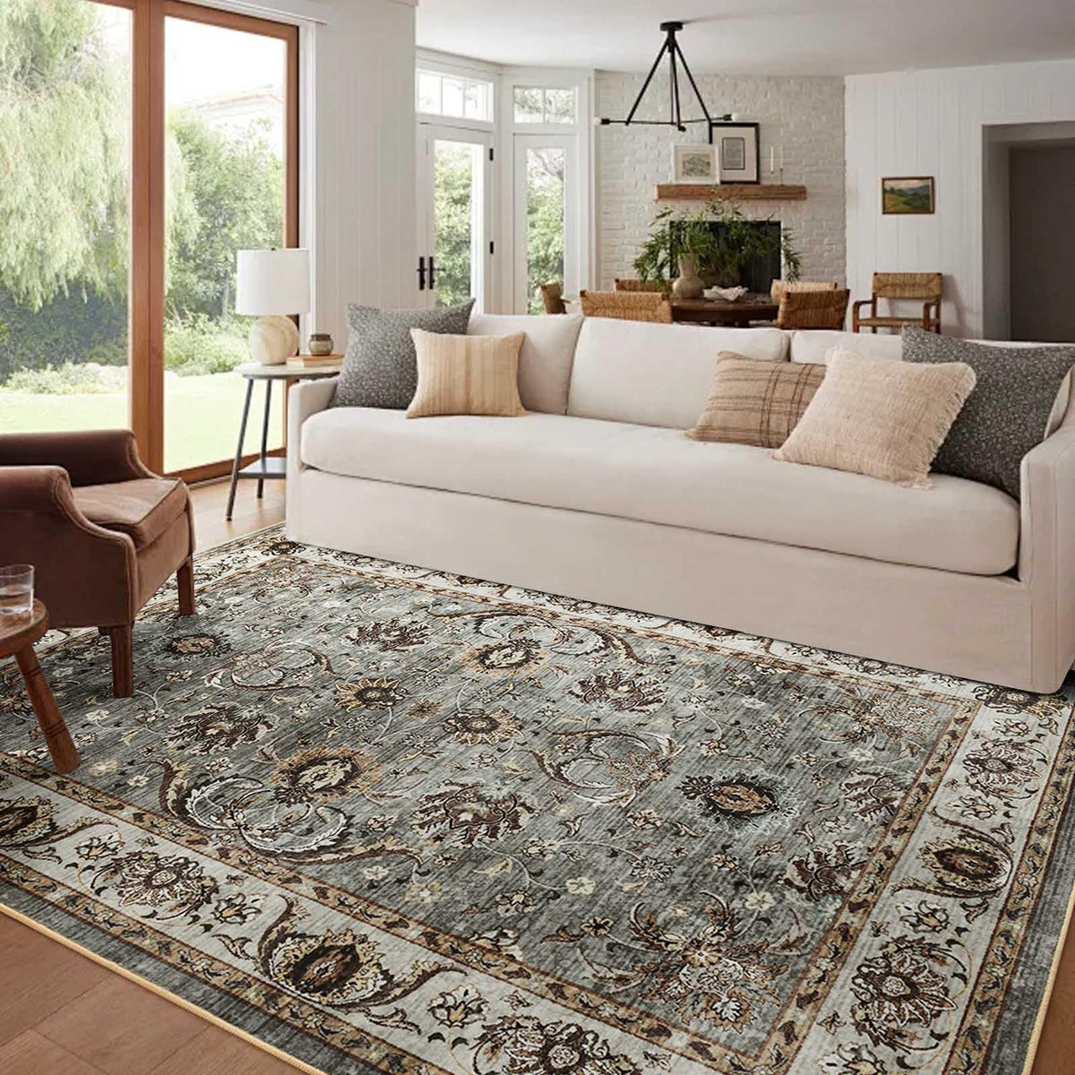6x9 Ft Large Area Rugs for Living Room, Soft Non-Slip Washable Rugs Modern Abstract Pattern Carpet for Bedroom Indoor Floor Nursery Home Decor (Blue)