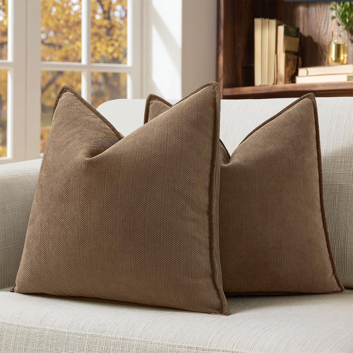 MIULEE Pack of 2 Sage Green Decorative Chenille Pillow Covers 20x20 Inch
