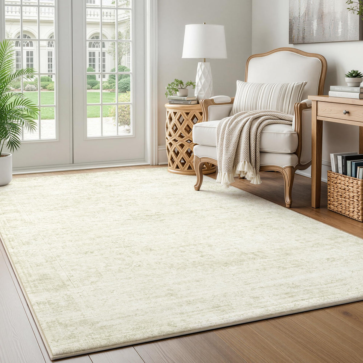 LIVELYGLOW 5x7 Washable Vintage Area Rug, Bedroom Dorm Rug