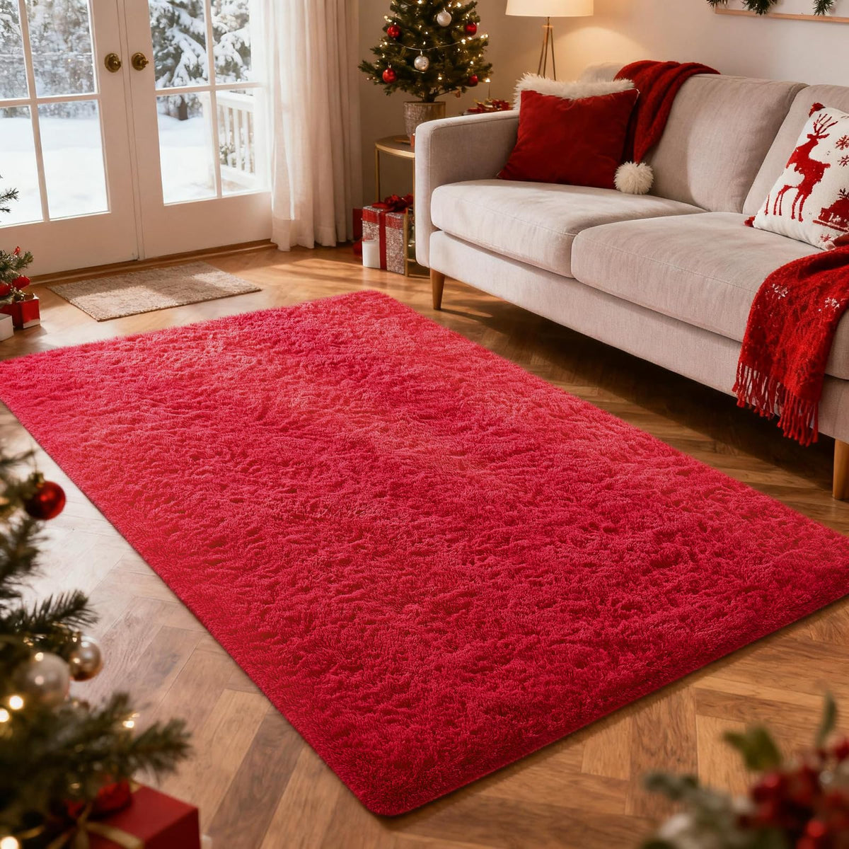 Ophanie Area Rugs for Bedroom, Christmas Upgrade Non-Slip Ivory Fluffy Soft Shag Living Room Carpet, Indoor Floor 4x6 Fuzzy Shaggy Plush Nursery Rug for Kids Dorm Decor with Over 99 pcs Pile fibers