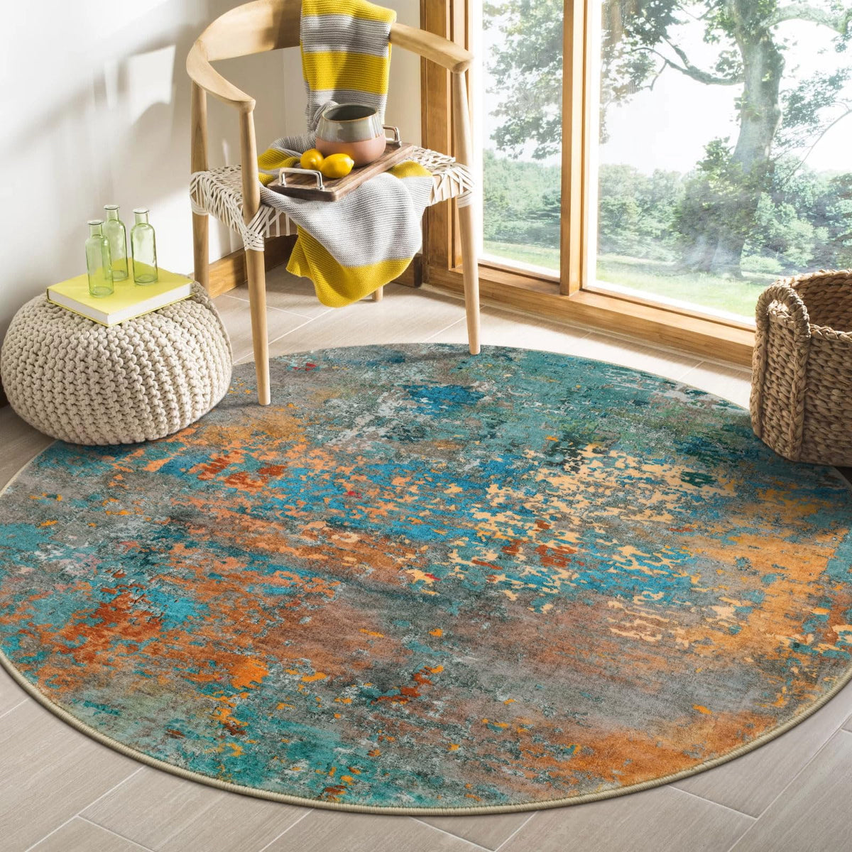 Lahome Modern Abstract Washable 5x7 Area Rugs for Living Room, Colorful Soft Bedroom Rug Low Pile Non Slip,Stain Resistance Dining Room Carpet for Nursery Office Entrance Home Office Decor