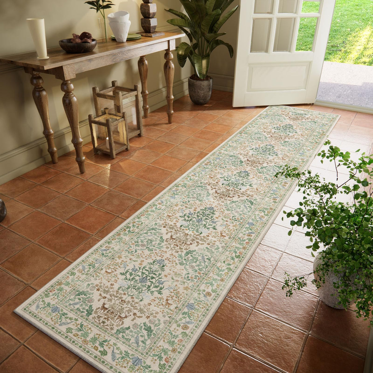 Washable Area Rugs for Living Room: 9x12 Area Rug for Bedroom Vintage Stain Resistant Non Slip Low Pile Lightweight Soft Carpet for Kitchen Dining Room Farmhouse Kids Room Nursery