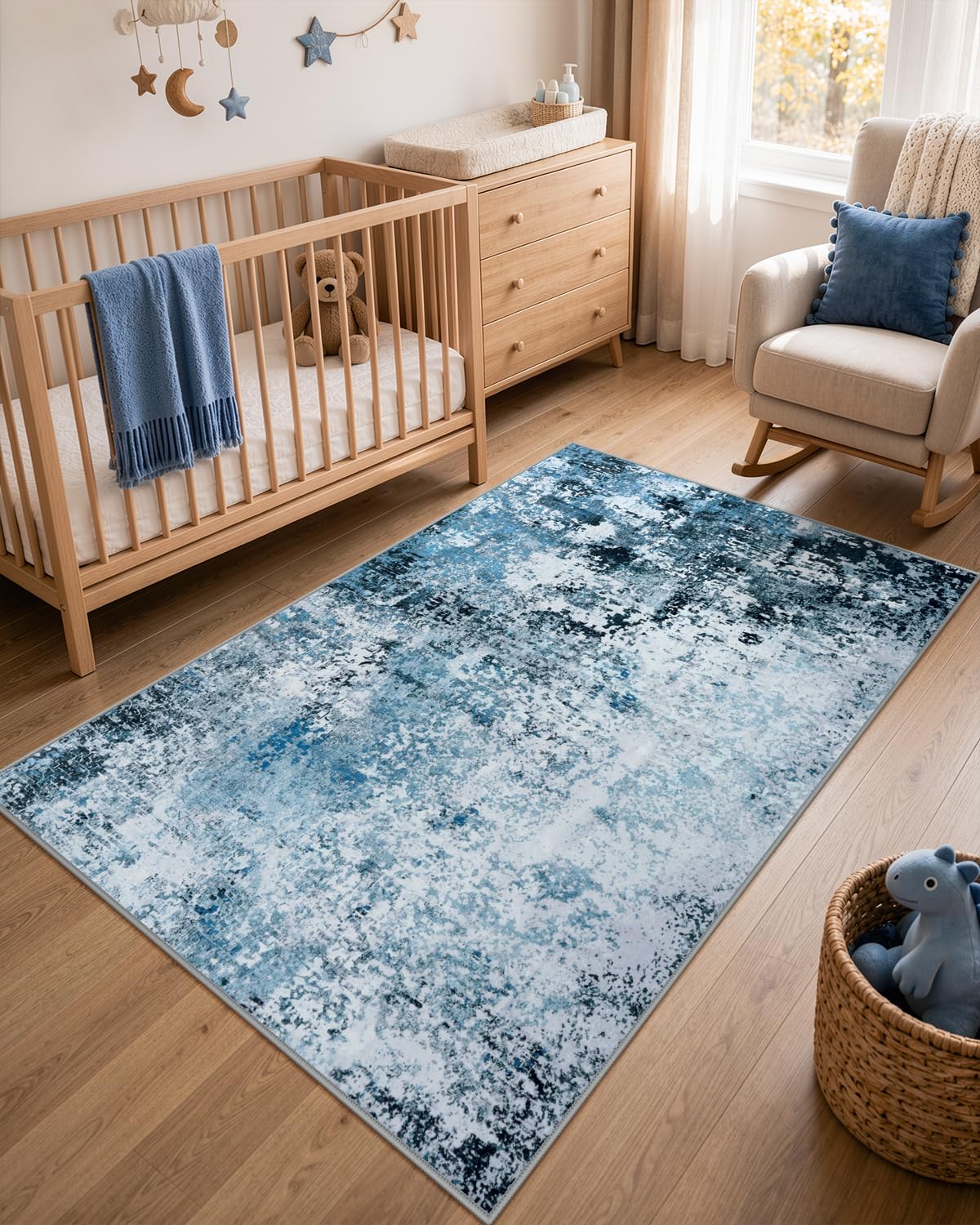 Lahome Modern Abstract Washable 5x7 Area Rugs for Living Room, Colorful Soft Bedroom Rug Low Pile Non Slip,Stain Resistance Dining Room Carpet for Nursery Office Entrance Home Office Decor