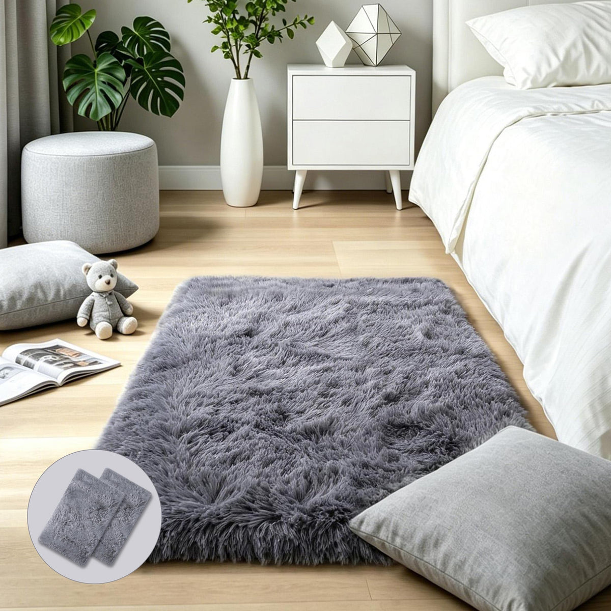 Pink Fluffy 4x6 Area Rugs for Bedroom Girls, Plush Washable Carpet