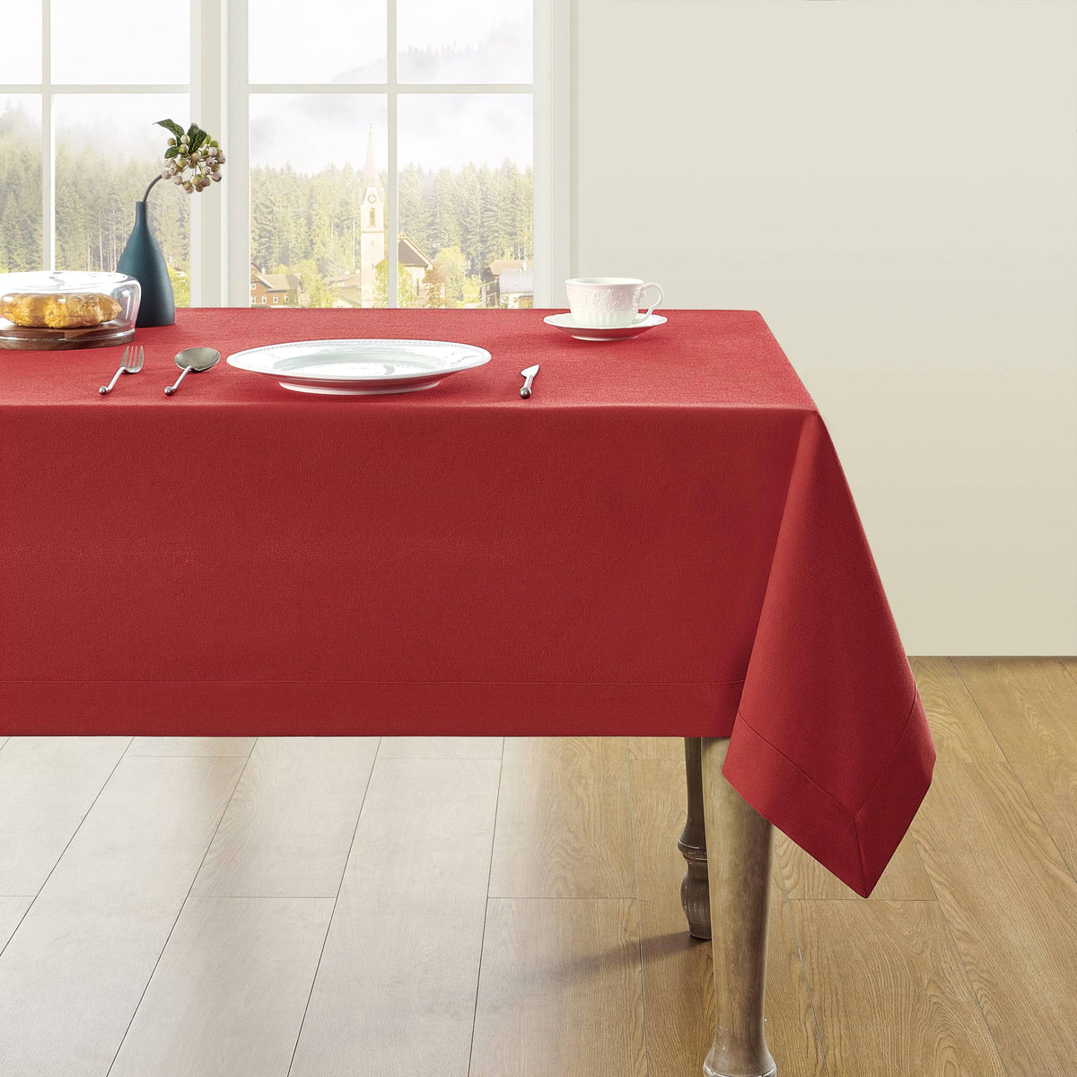 ZeeMart Linen Textured Rectangle Table Cloth, 60x104 Inch Light Tan