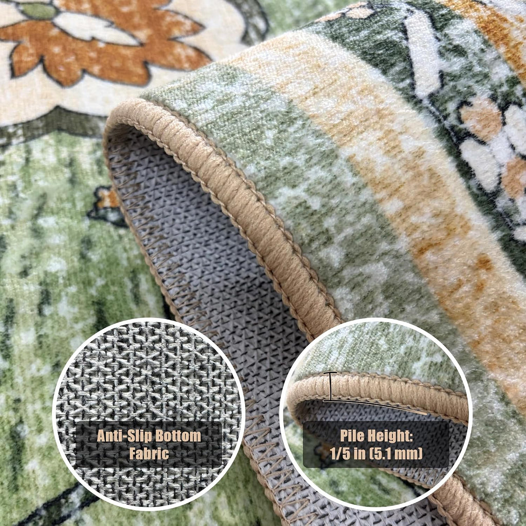 YARNSCAPE 2' x 3' Machine Washable Area Rug, Non-Slip Low-Pile Carpet