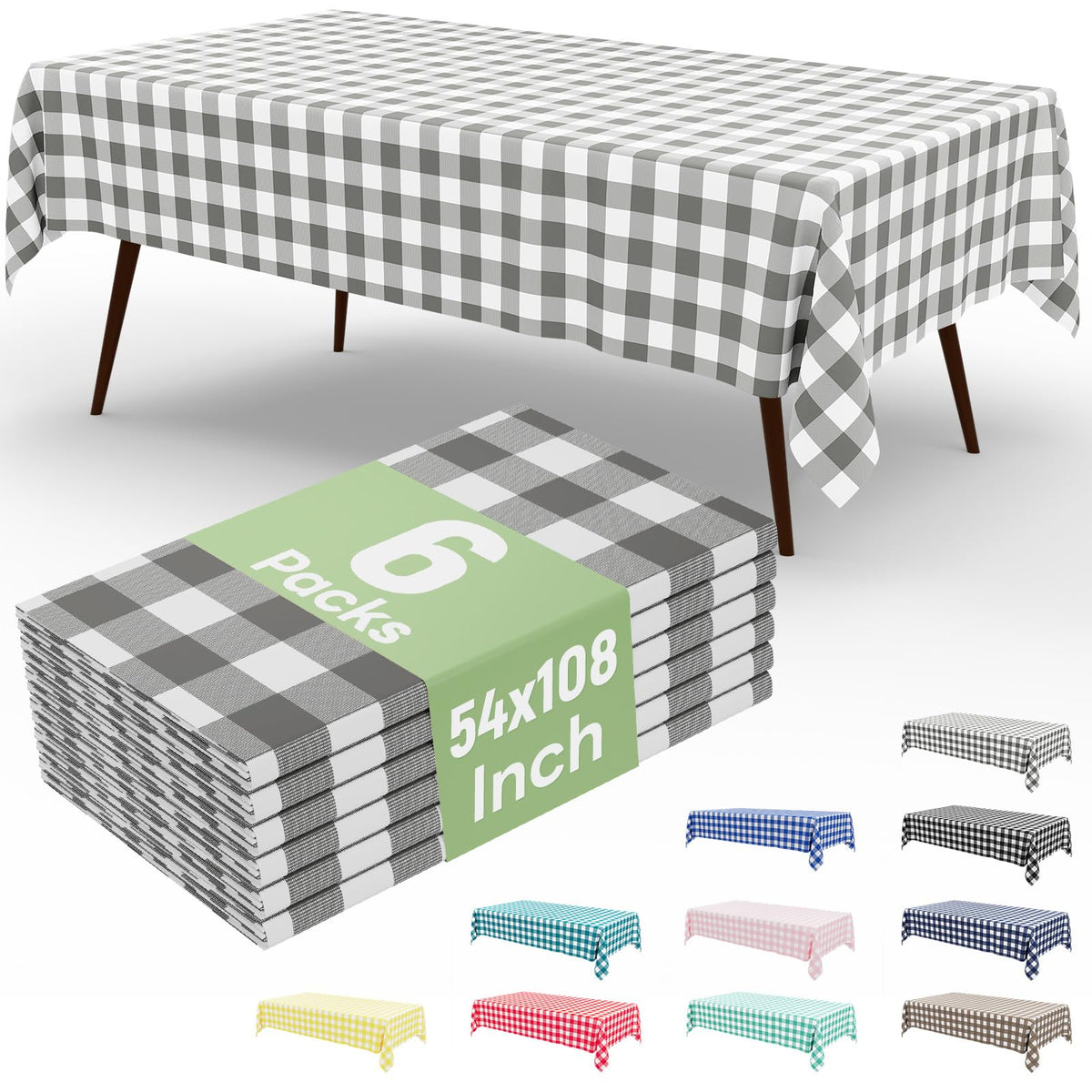 misaya 4 Packs Buffalo Disposable Table Cloth, 54 x 108 Inch Waterproof Plastic Tablecloth, Rectangle Red and White Checkered Table Covers for Picnic, Birthday, Party, Back to School