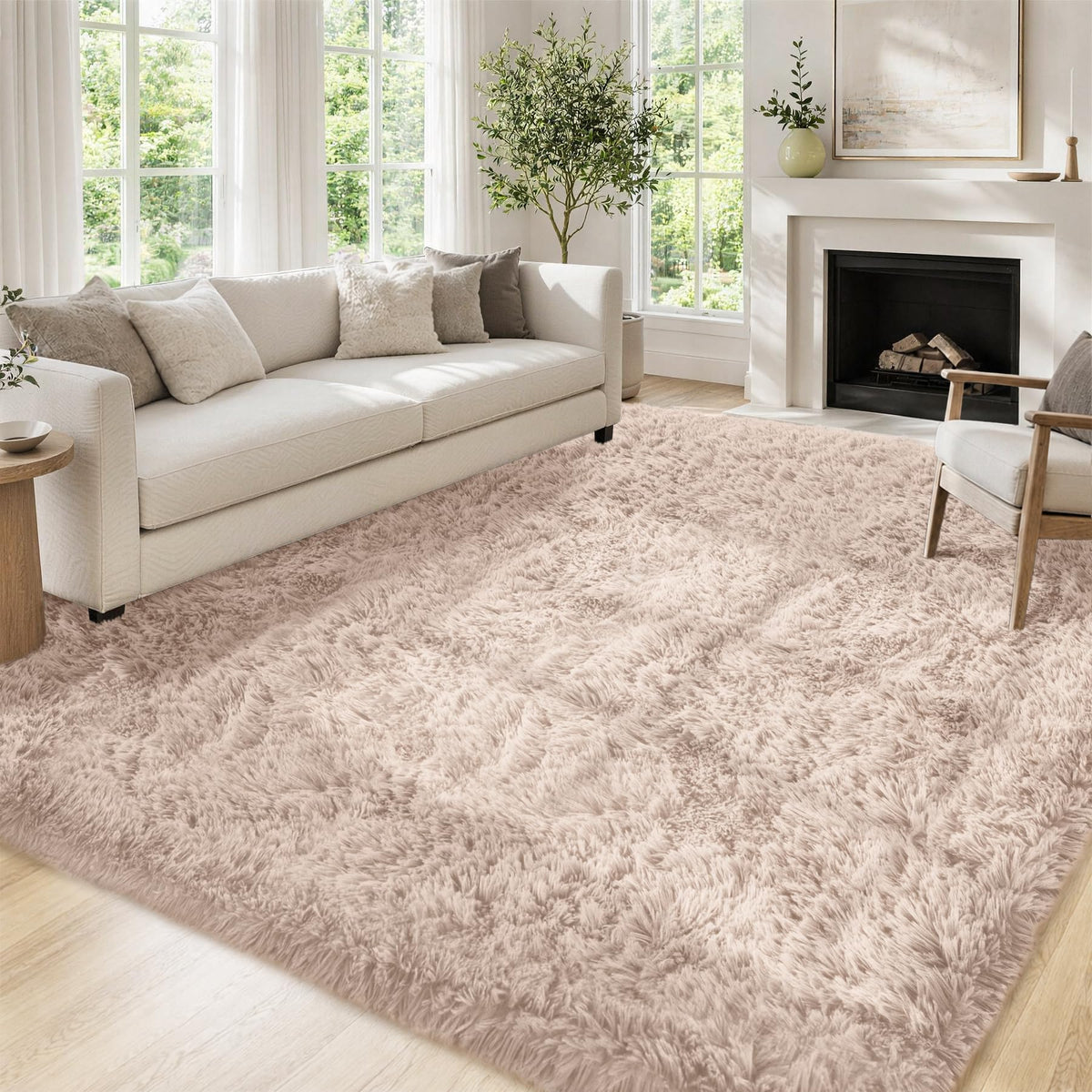Tosuoka 5x7 Area Rugs for Living Room Bedroom, Black Rug Soft Fluffy Shag